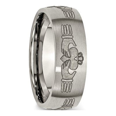 Titanium 8mm Claddagh Wedding Band – view 6