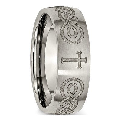 Titanium 8mm Cross Laser Wedding Band – view 7