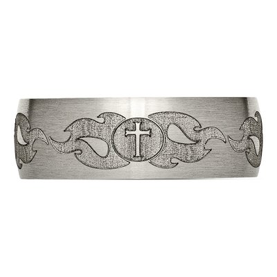 Titanium 8mm Cross Flames Wedding Band – view 5