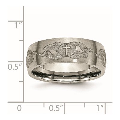 Titanium 8mm Cross Flames Wedding Band – view 8