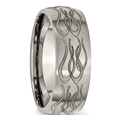 Titanium 8mm Flame Laser Wedding Band – view 6