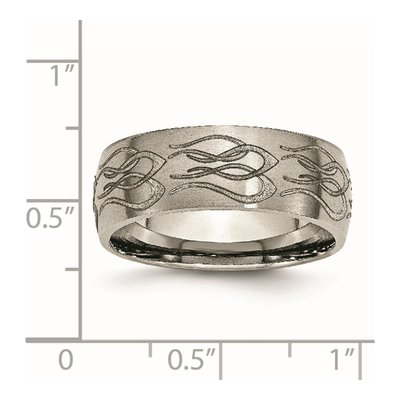 Titanium 8mm Flame Laser Wedding Band – view 8