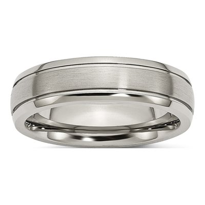 Titanium 6mm Grooved Comfort-Fit Wedding Band