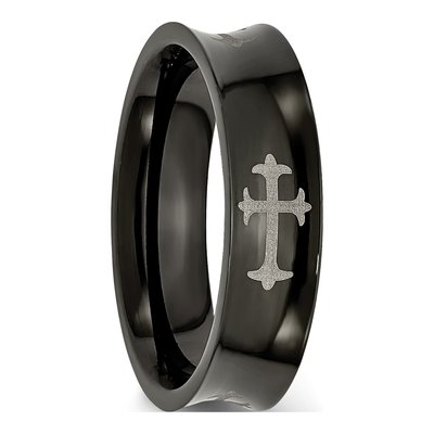 Black Titanium 6mm Cross Wedding Band – view 6