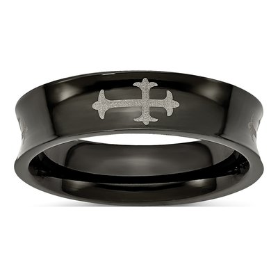 Black Titanium 6mm Cross Wedding Band