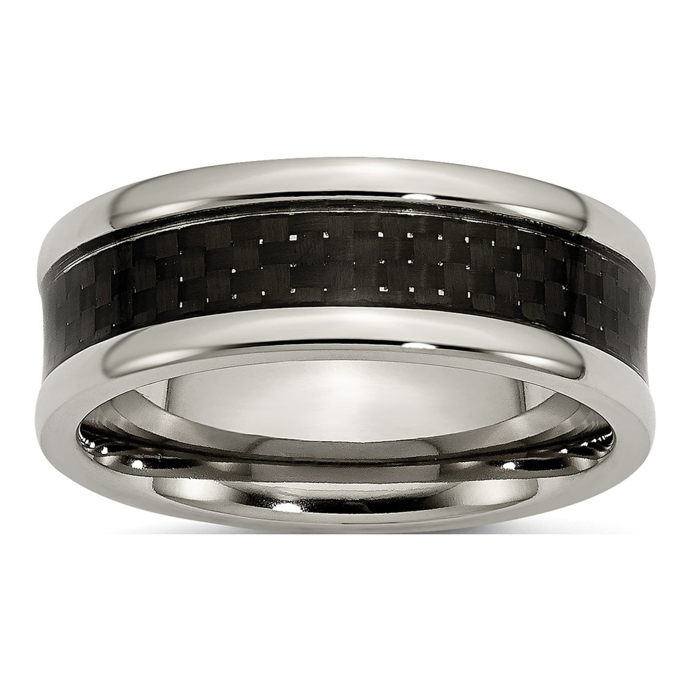 Titanium 8mm Black Carbon Fiber Wedding Band