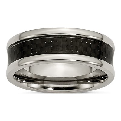 Titanium 8mm Black Carbon Fiber Wedding Band