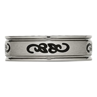 Titanium 7mm Black Rubber Ridged Wedding Band – view 4