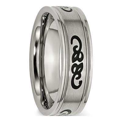 Titanium 7mm Black Rubber Ridged Wedding Band – view 5