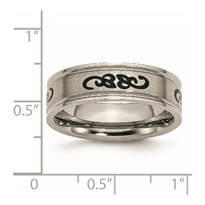 Titanium 7mm Black Rubber Ridged Wedding Band – view 7