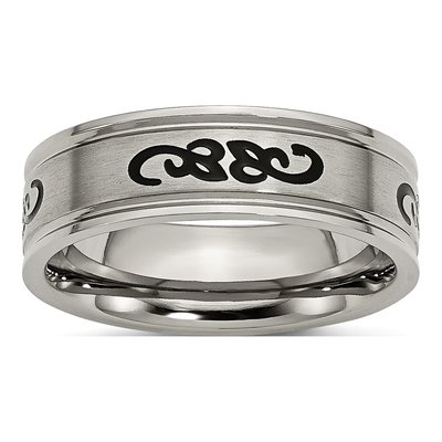 Titanium 7mm Black Rubber Ridged Wedding Band