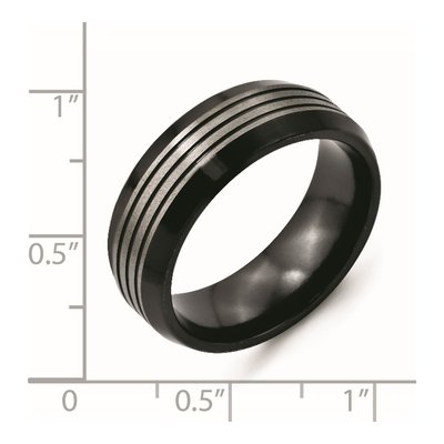 Titanium 8mm Black Beveled Wedding Band – view 4