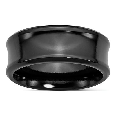 Titanium 9mm Black Concave Wedding Band