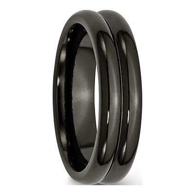 Titanium 6mm Black Domed Wedding Band – view 5