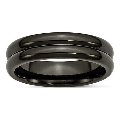 Titanium 6mm Black Domed Wedding Band