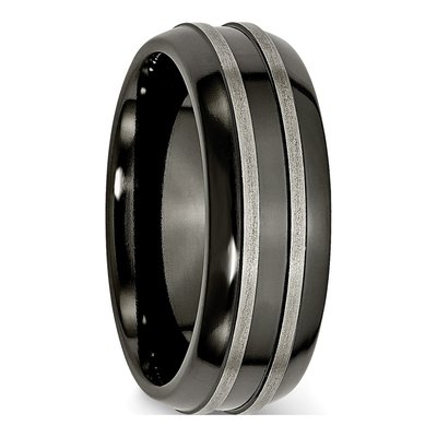 Titanium 8mm Grey Black Wedding Band – view 5