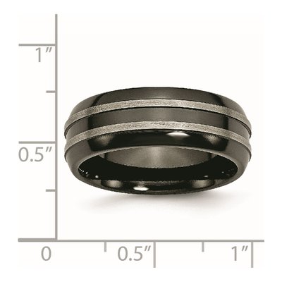 Titanium 8mm Grey Black Wedding Band – view 7