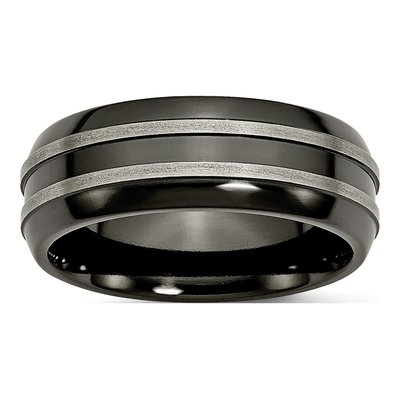 Titanium 8mm Grey Black Wedding Band