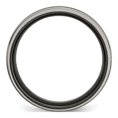 Titanium 8mm Grey Black Comfort-Fit Wedding Band – view 4