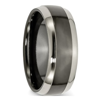 Titanium 8mm Grey Black Comfort-Fit Wedding Band – view 6