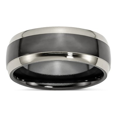 Titanium 8mm Grey Black Comfort-Fit Wedding Band