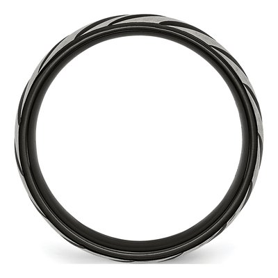Black Titanium 6mm Grooved Wedding Band – view 3