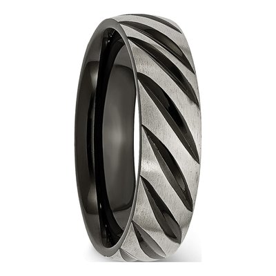 Black Titanium 6mm Grooved Wedding Band – view 5