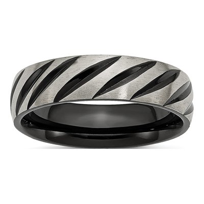 Black Titanium 6mm Grooved Wedding Band