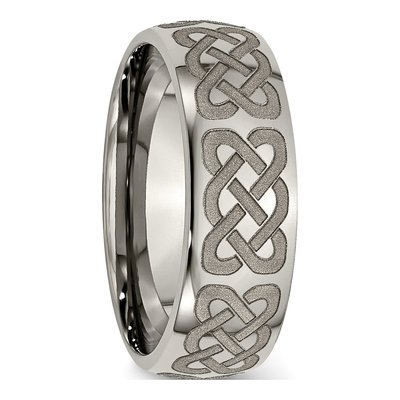 Men's Titanium Celtic Laser Design 8mm Wedding Band – view 6