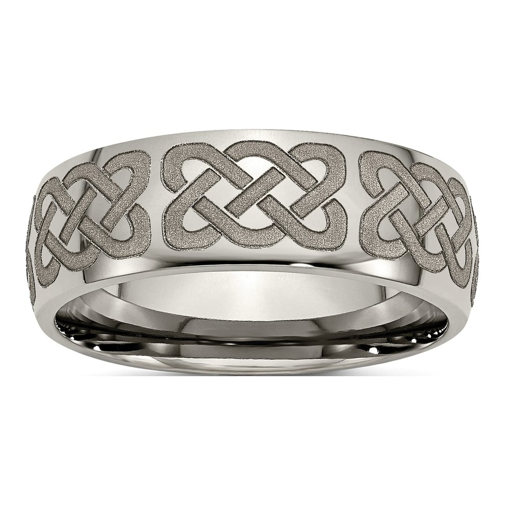 Men's Titanium Celtic Laser Design 8mm Wedding Band
