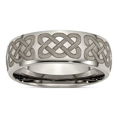 Men's Titanium Celtic Laser Design 8mm Wedding Band