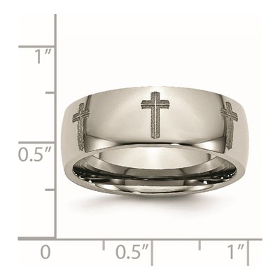 Titanium 8mm Cross Laser Design Wedding Band – view 8