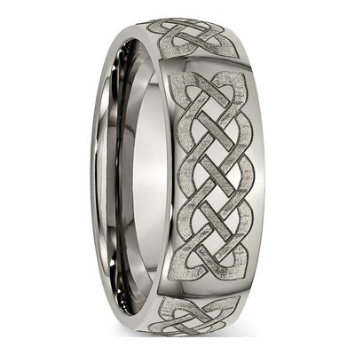 Titanium 8mm Celtic Laser Design Wedding Band – view 6