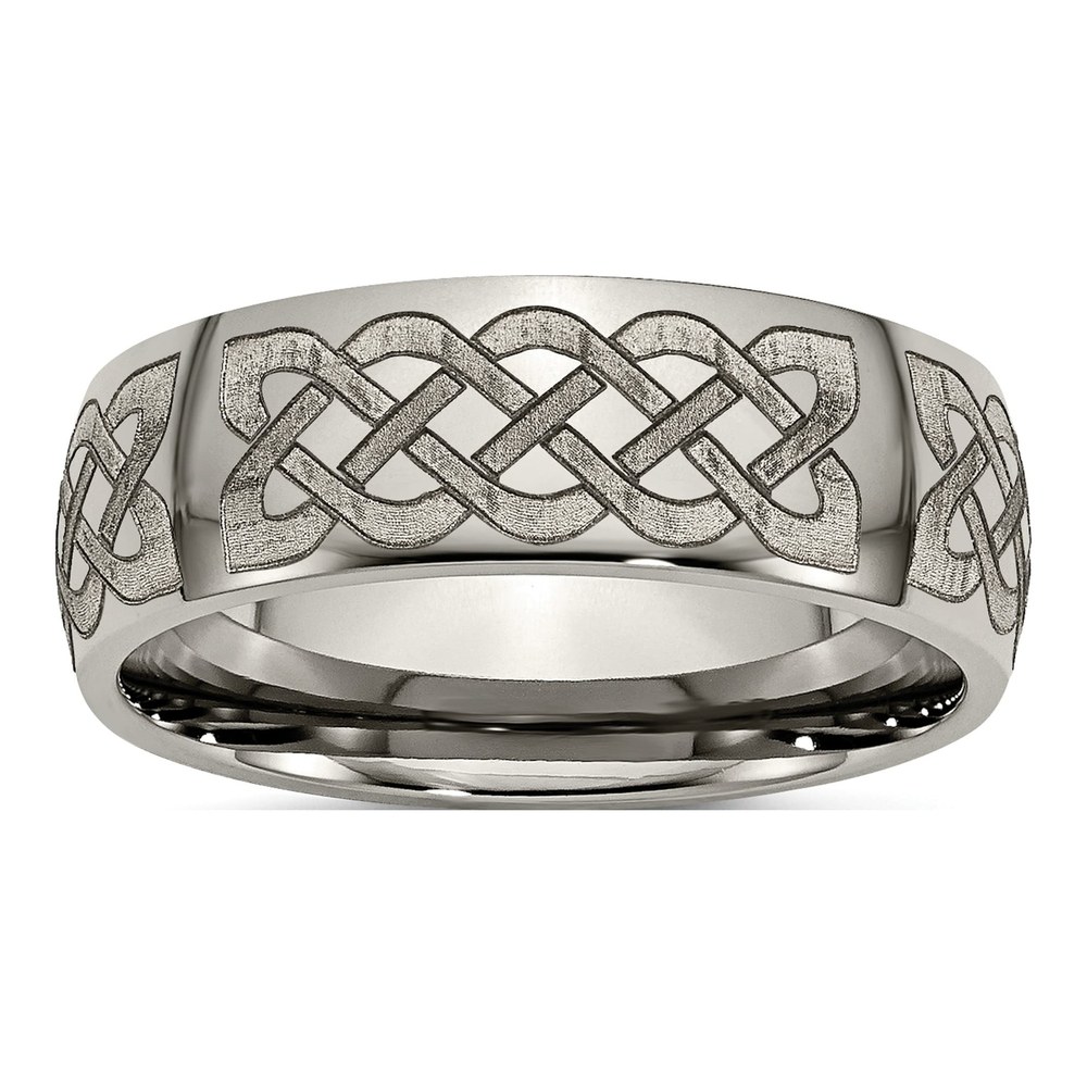 Titanium 8mm Celtic Laser Design Wedding Band