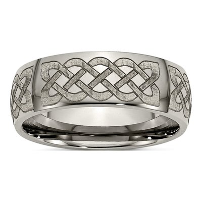 Titanium 8mm Celtic Laser Design Wedding Band