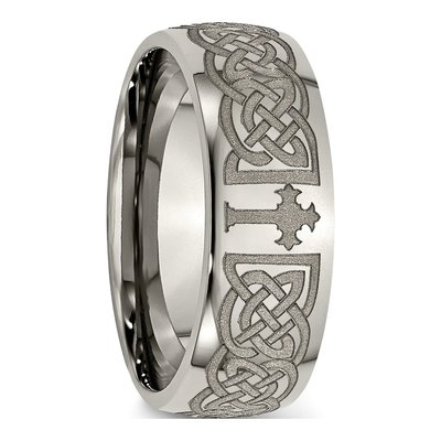 Titanium 8mm Celtic Cross Wedding Band – view 7