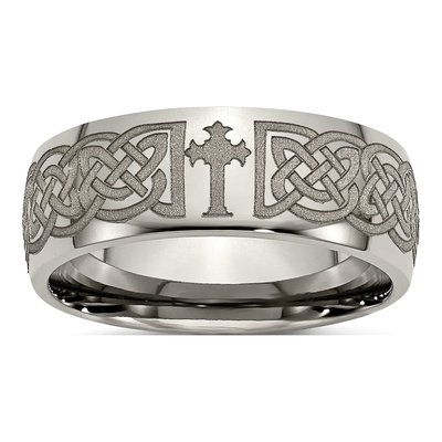 Titanium 8mm Celtic Cross Wedding Band