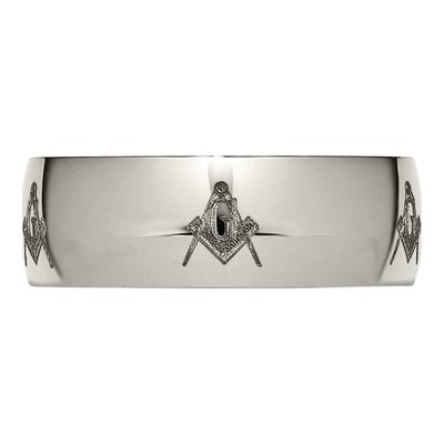 Titanium 8mm Masonic Laser Design Wedding Band – view 5