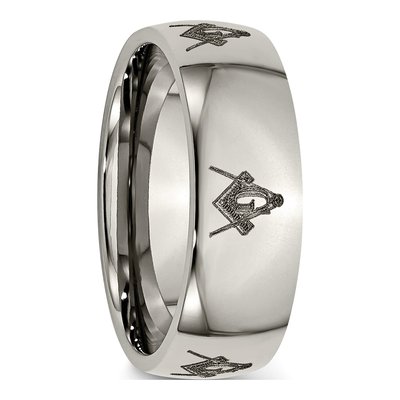Titanium 8mm Masonic Laser Design Wedding Band – view 6