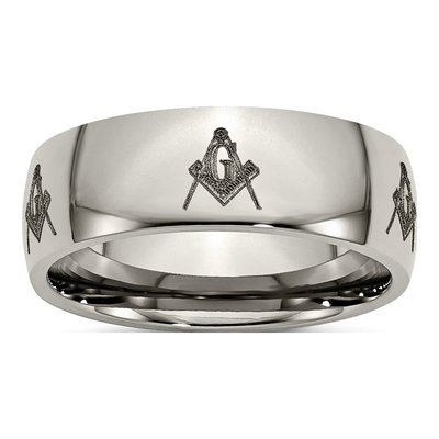 Titanium 8mm Masonic Laser Design Wedding Band
