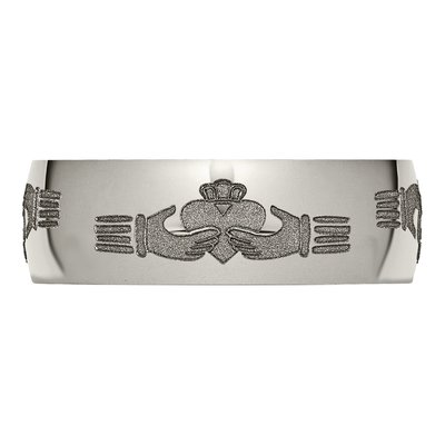 Titanium 8mm Claddagh Laser Wedding Band – view 5