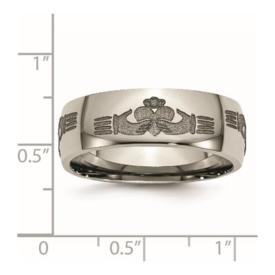 Titanium 8mm Claddagh Laser Wedding Band – view 8