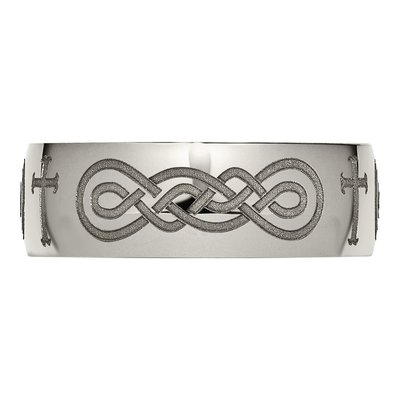 Titanium 8mm Cross Laser Wedding Band – view 5