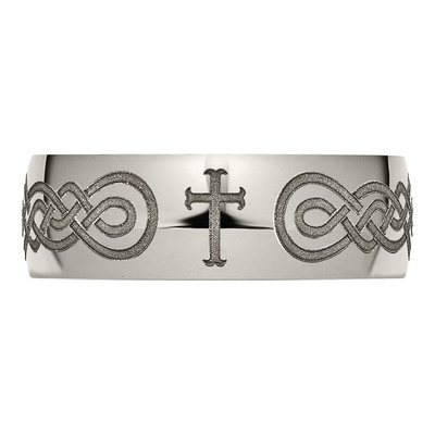 Titanium 8mm Cross Laser Wedding Band – view 6