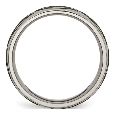 Titanium 8mm Flame Laser Design Wedding Band – view 4