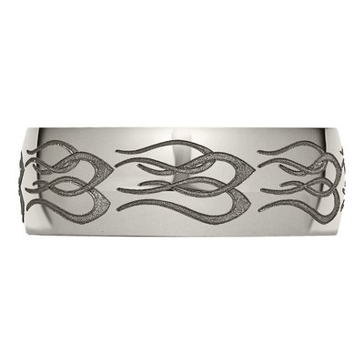 Titanium 8mm Flame Laser Design Wedding Band – view 5