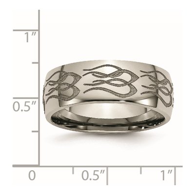 Titanium 8mm Flame Laser Design Wedding Band – view 8