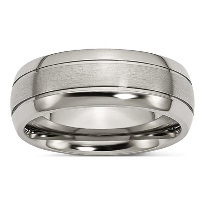 Titanium 8mm Grooved Comfort-Fit Wedding Band