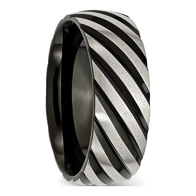 Black Titanium 8mm Grooved Wedding Band – view 5
