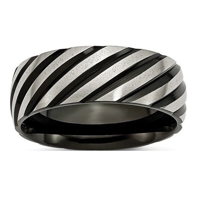 Black Titanium 8mm Grooved Wedding Band